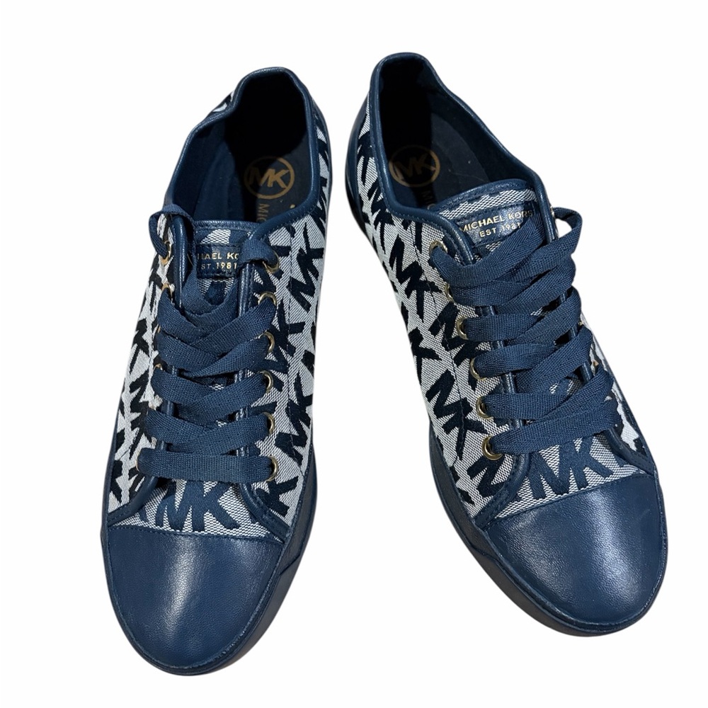 Michael Kors Navy and light grey/tan  MK Monogram Sneakers